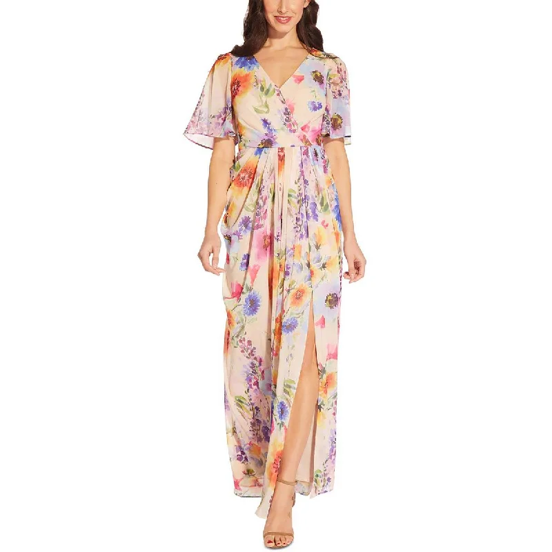 Casual Chic Clothing For Women Adrianna Papell Womens Floral Flutter Sleeve Maxi Dress Casual Chic Clothing For Women Adrianna Papell Womens Floral Flutter Sleeve Maxi Dress
