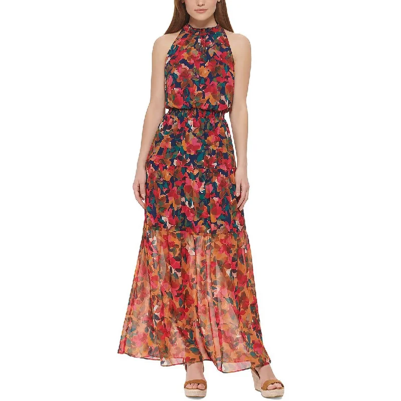 Women's Chic Outerwear Garments Vince Camuto Womens Plus Chiffon Floral Maxi Dress