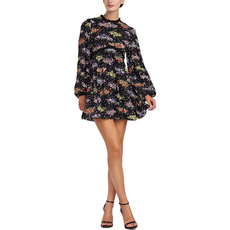 Women's Outerwear for All Weather Conditions Amur Womens Above Knee Floral Print Mini Dress