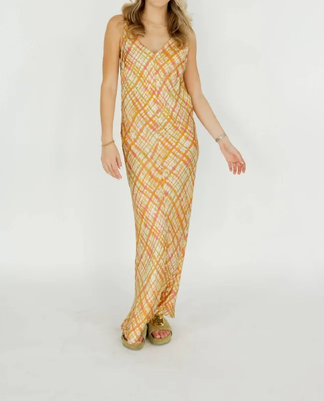Online Boutiques Affordable Printed Viscose Dress In Zafferano