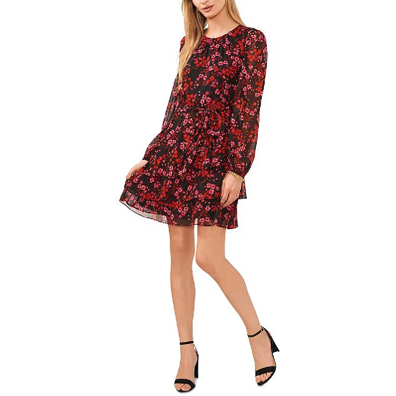 Affordable Women's Outfit MSK Womens Floral Print Chiffon Midi Dress