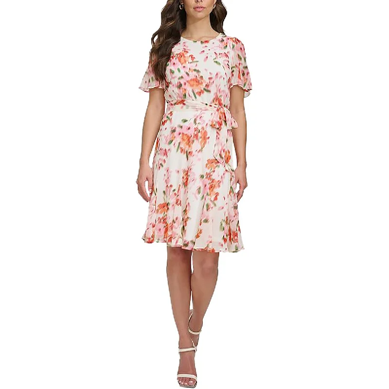 Women's Trendy Casual Outfit DKNY Womens Floral Print Knee-Length Mini Dress