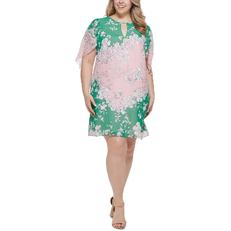 Chic Women's Clothing for Date Nights Vince Camuto Womens Plus Floral Print Mini Sheath Dress Chic Women's Clothing for Date Nights Vince Camuto Womens Plus Floral Print Mini Sheath Dress