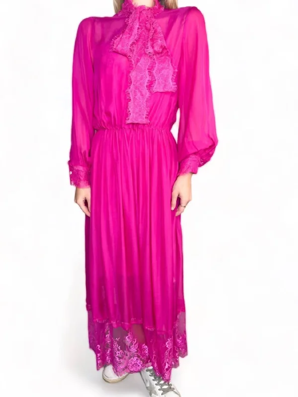 Save On Classic Elegant Styles Fuchia Silk Dress In Pink