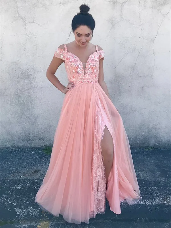 Flash Discount Deep V Neck Off Shoulder Pink Lace Floral Prom Dresses, Off the Shoulder Pink Formal Dresses, Pink Lace Evening Dresses gh2606 Flash Discount Deep V Neck Off Shoulder Pink Lace Floral Prom Dresses, Off the Shoulder Pink Formal Dresses, Pink Lace Evening Dresses gh2606