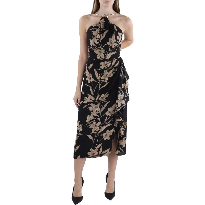 Women's Fashion Essentials Lauren Ralph Lauren Womens Floral Print Midi Halter Dress