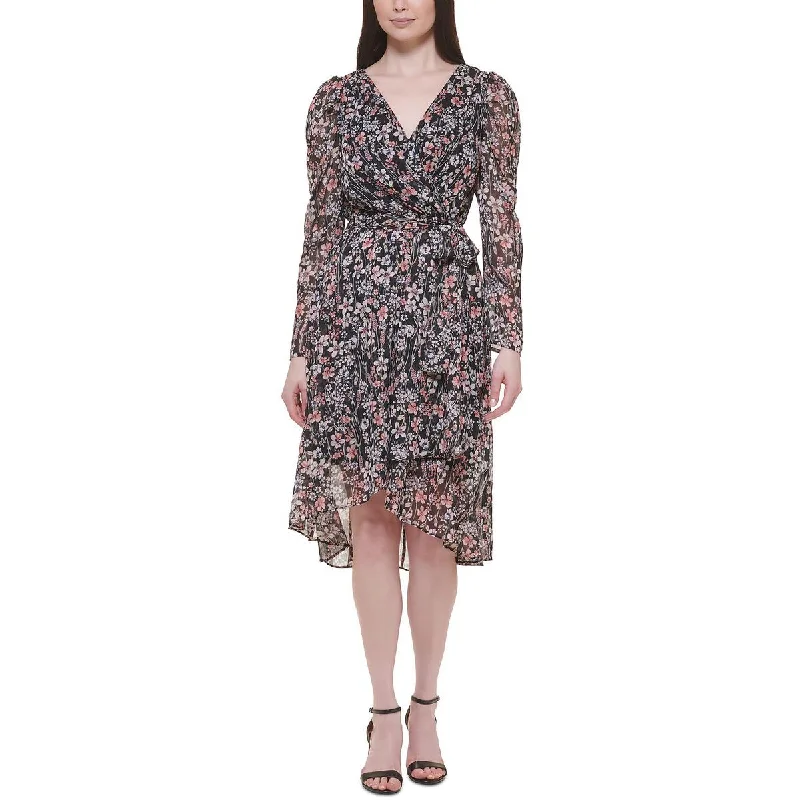 Women's Comfortable Clothes For Weekends Tommy Hilfiger Womens Floral Print Knee Length Fit & Flare Dress