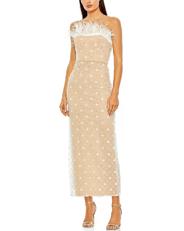 Trendy Boutiques Online Mac Duggal Feathered Cocktail Dress