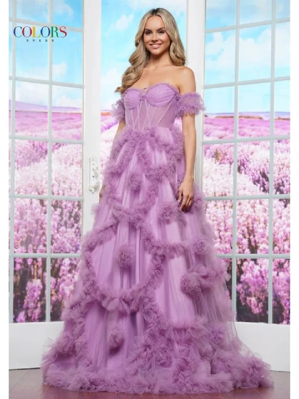 Casual and Comfortable Outfits Colors 3488 Long Ruffle Formal Ball Gown Prom Dress