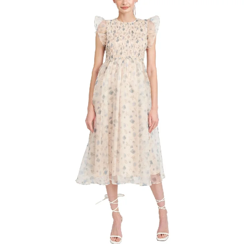 Stylish Women's Clothes for Work and Play En Saison Womens La Raque Floral Smocked Midi Dress Stylish Women's Clothes for Work and Play En Saison Womens La Raque Floral Smocked Midi Dress