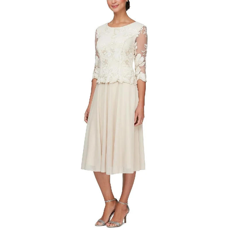 Fashion-forward Women's Clothing Alex Evenings Womens Floral-Embroidered Calf Midi Dress Fashion-forward Women's Clothing Alex Evenings Womens Floral-Embroidered Calf Midi Dress