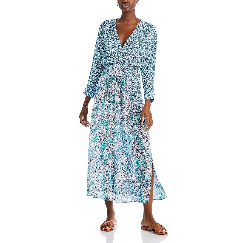 Stylish Loungewear for Women Poupette St Barth Womens Ilona Floral Dolman Sleeve Maxi Dress