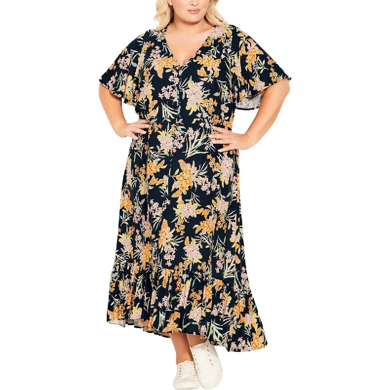 Women's Outerwear for All Weather Conditions Avenue Womens Plus Sasha Floral Long Maxi Dress Women's Outerwear for All Weather Conditions Avenue Womens Plus Sasha Floral Long Maxi Dress