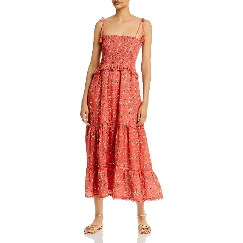 Women's Comfy Attire For Lounging Lost + Wander Womens Smocked Floral Maxi Dress