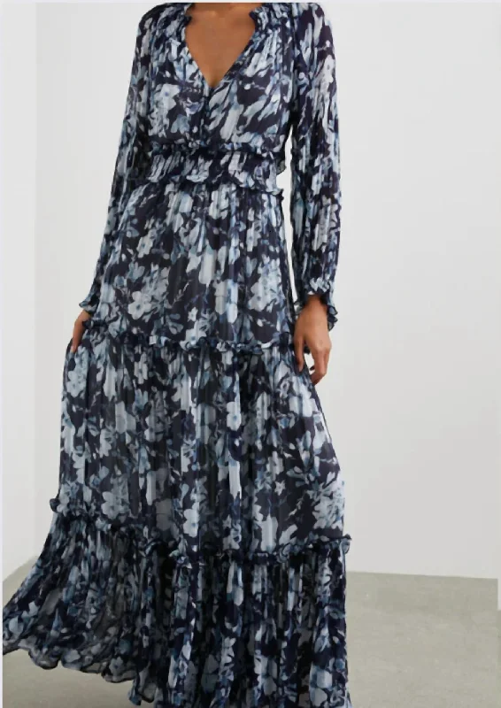 Timeless Elegance Federica Dress In Indigo Blossoms