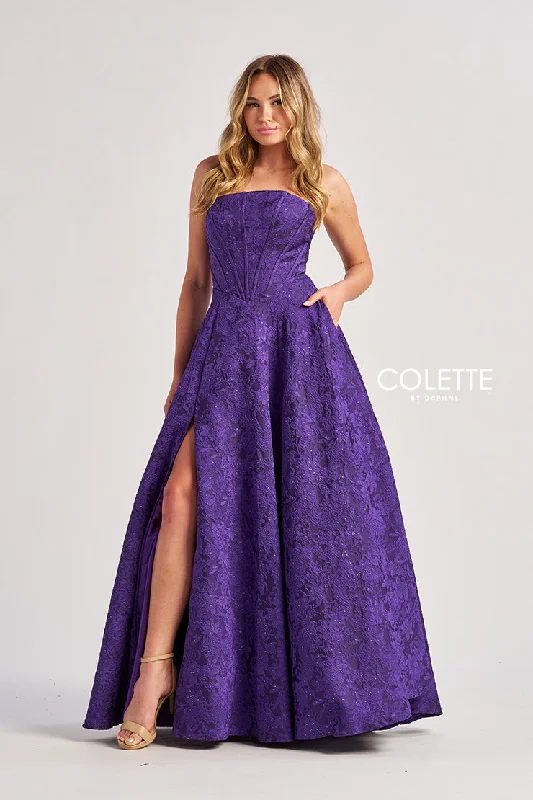 Women's Outerwear Apparel Colette by Daphne 8675 ball Gown Long Formal Beaded Prom Dress