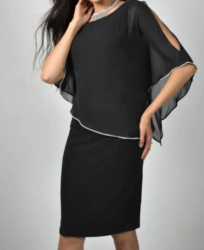 Best Deals Of The Season Dress With Overlay - Midlength 219203 In Black