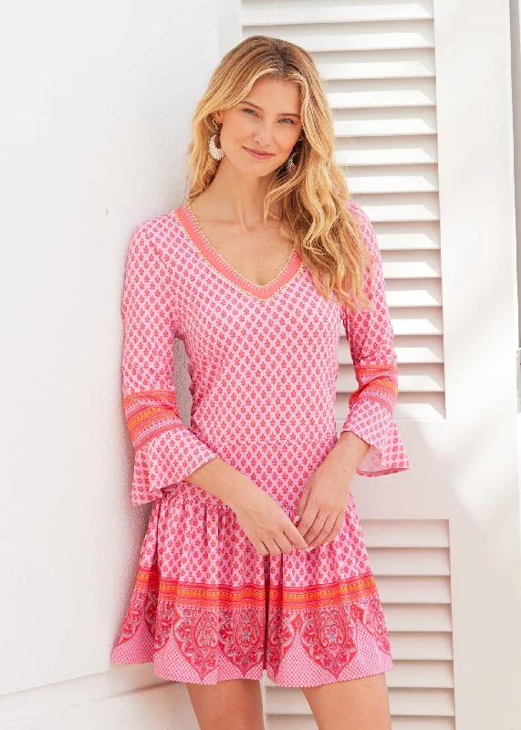 Special Offer Boca Raton Embroidered Drop Waist Dress