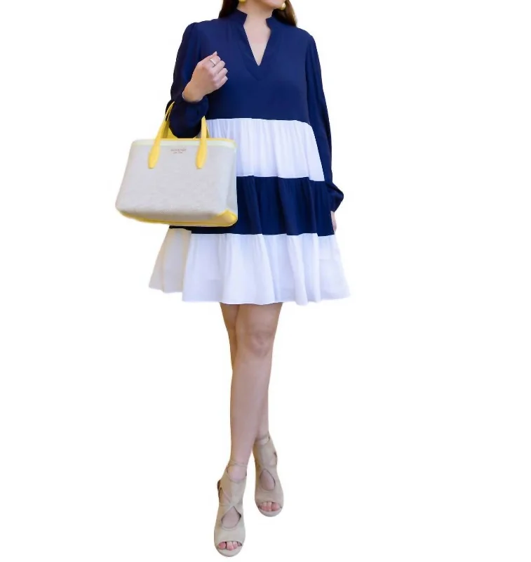 Limited Time Offer Charlotte Dress In Navy/white