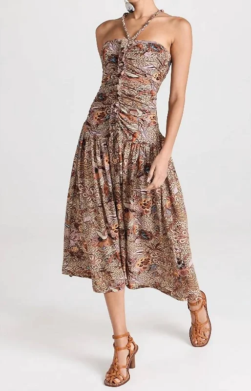 Trendy Outfits For Ladies Marcella Dress In Wheat Flower