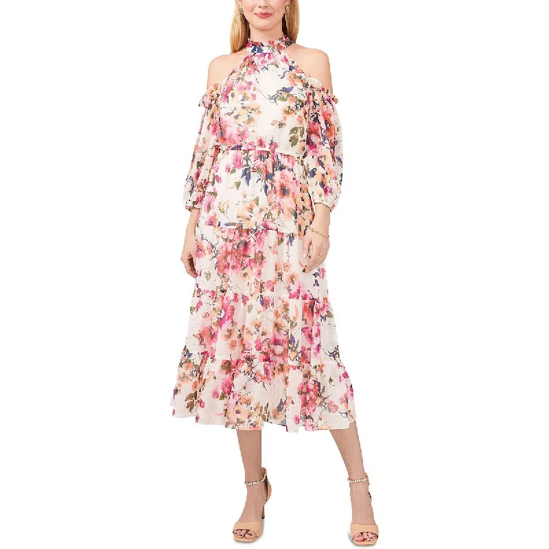 Holiday Discount MSK Womens Floral Print Calf Midi Dress