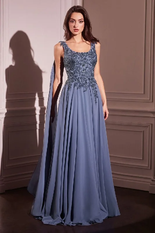 Fashionable Dresses for Women Cinderella Divine CDS509 Long Evening Gown A Line Cape Formal Dress