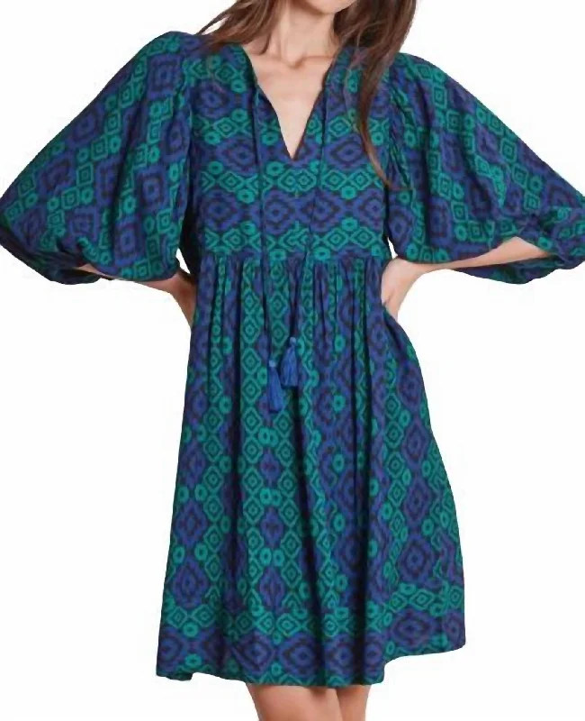 Trendy Styles Janet Crepe Tapestry Dress In Blue Multi