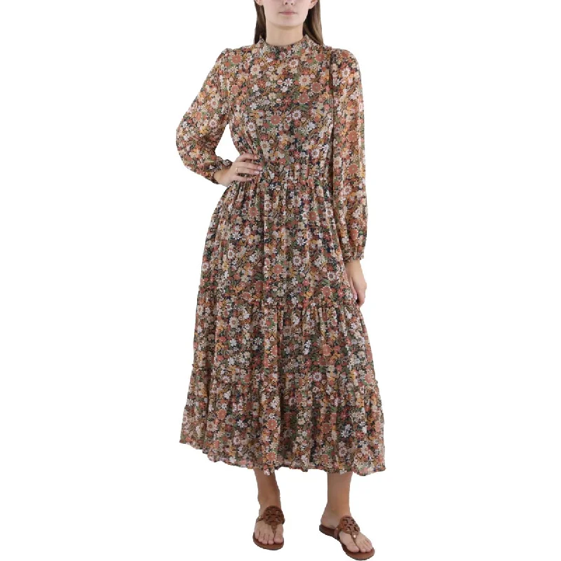 Women's Chic Outerwear Outfit Lost + Wander Womens Floral Print Tea Length Maxi Dress Women's Chic Outerwear Outfit Lost + Wander Womens Floral Print Tea Length Maxi Dress