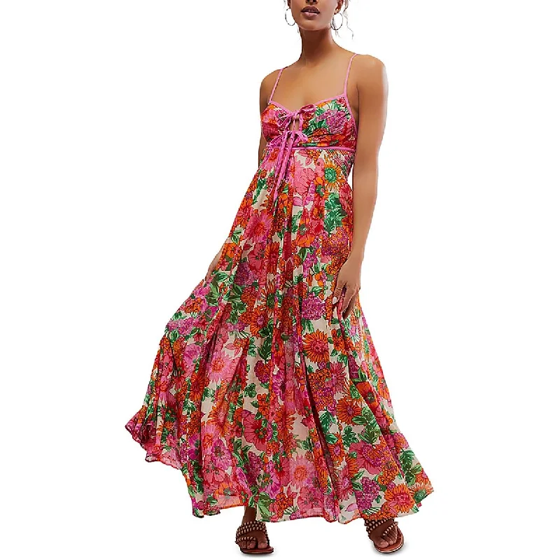 Women's Clothes For The Office Free People Womens Dream Weaver Floral Print Tie Front Maxi Dress