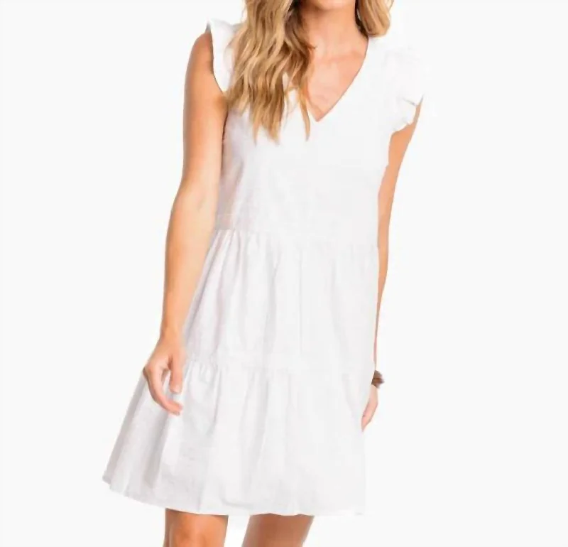 Tailored Clothing For Women Evelyn Seersucker Tiered Dress In White
