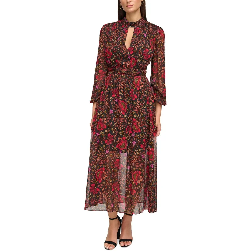 Modern Women's Fashion with Vintage Touches Guess Womens Floral Print Midi Dress