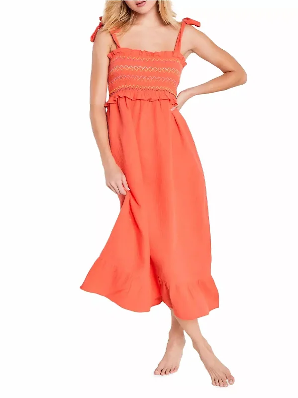 Discount Store Smock Shock Dress In Hot Tamale