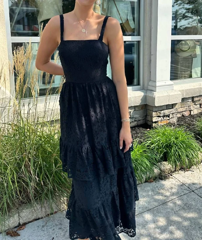 Fashion For Every Occasion Marisol Ruffled Tiered Dress In Black