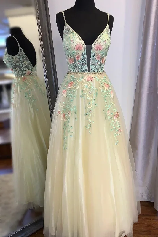 Sophisticated Women's Fashion Gorgeous Straps A-Line Floral Embroidered Long Prom Dress gh2456 Sophisticated Women's Fashion Gorgeous Straps A-Line Floral Embroidered Long Prom Dress gh2456