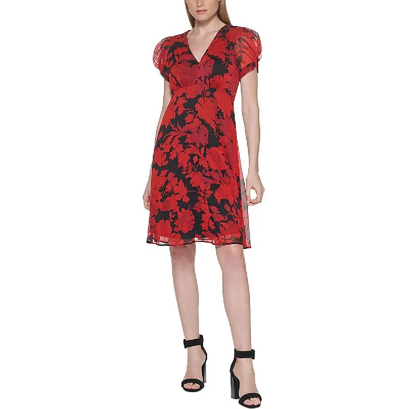 Casual Fashion Trends for Women Calvin Klein Womens Plus Floral Print Chiffon Midi Dress