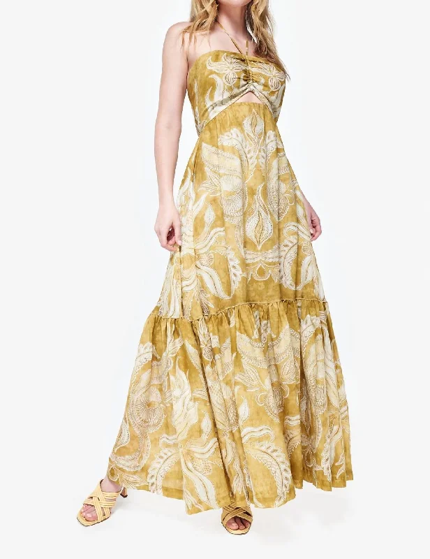 Fashion Forward Femininity Soho Dress In Mustard Marmol
