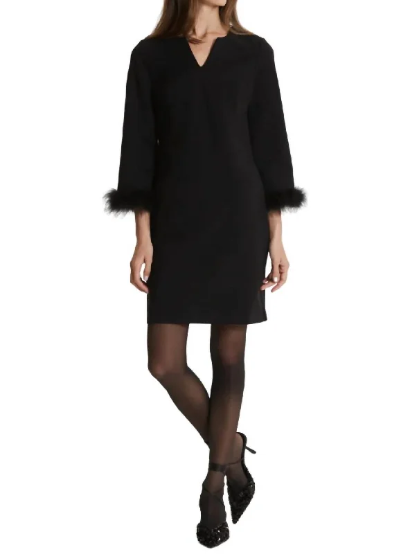 Best Boutiques Online Chelsea Ponte Feathers Dress In Black