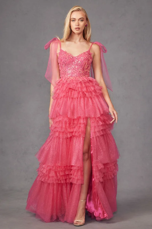 Sale Clothes Online Juliet JT2465A Long Ruffle Skirt Formal Prom Gown