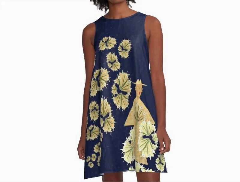 The Good Stuff Cahaba Lilies Dress In Midnight/gold
