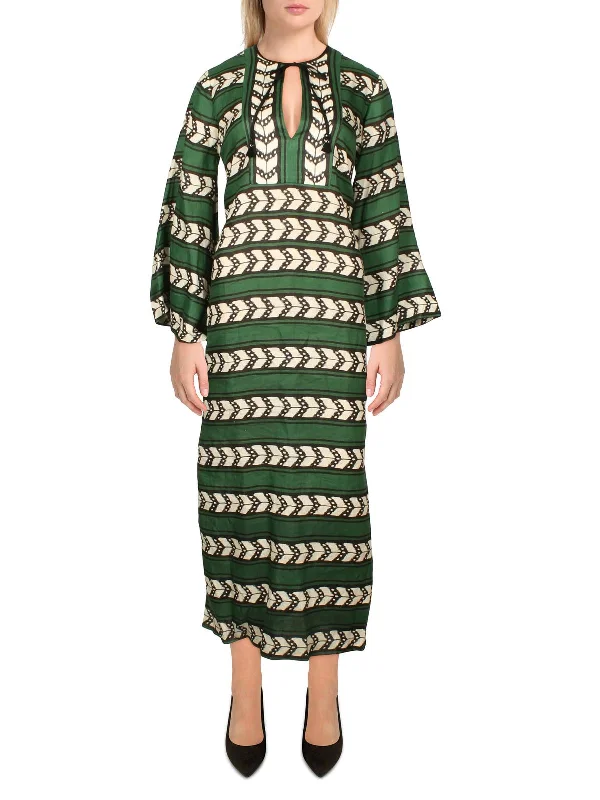 Flash Deals Womens Split Neck Side Slits Tunic Dress