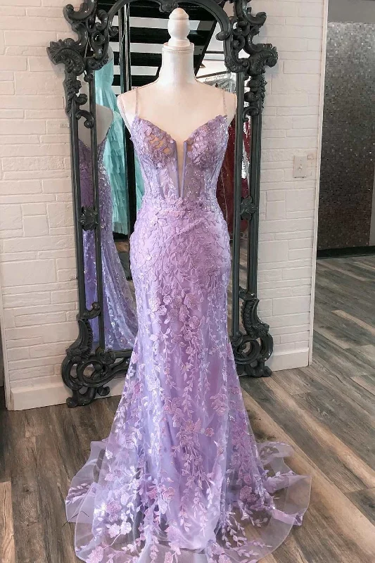 Best Online Women's Boutiques Lavender Floral Appliques Split Neck Mermaid Long Prom Dress gh2595 Best Online Women's Boutiques Lavender Floral Appliques Split Neck Mermaid Long Prom Dress gh2595
