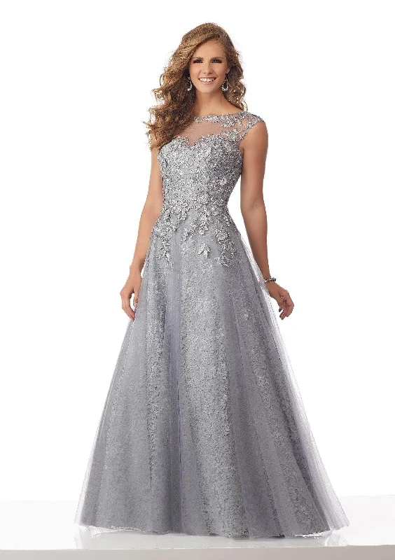 Women's Holiday Clothing MGNY By Mori Lee - Allover Lace Floral Appliques A-Line Gown 71833 Women's Holiday Clothing MGNY By Mori Lee - Allover Lace Floral Appliques A-Line Gown 71833