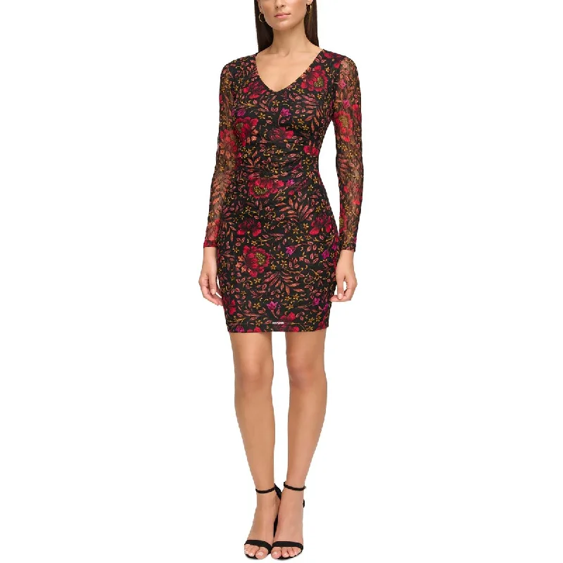 Flash Discount Guess Womens Floral Print Mesh Mini Dress