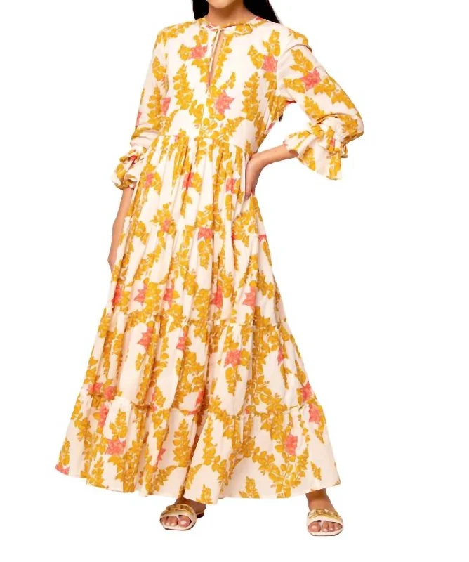 Stylish Savings Eve Dress In Bougainvillea Yellow