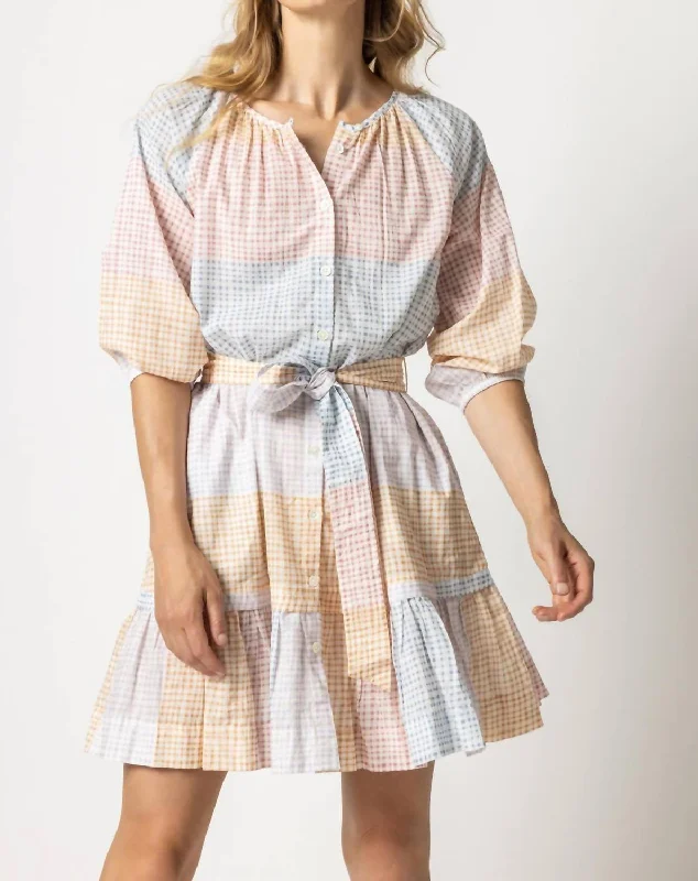 Flash Sales Today Lilla P 3/4 Sleeve Peplum Dress In Abstract Check