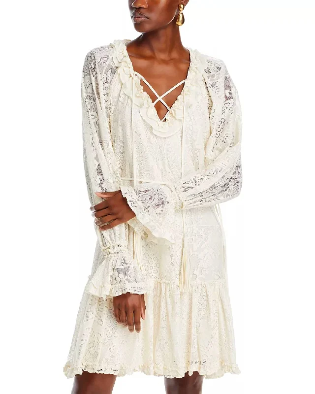 Comfortable Outfit For Women Senna Lace Peasant Dress In Antique