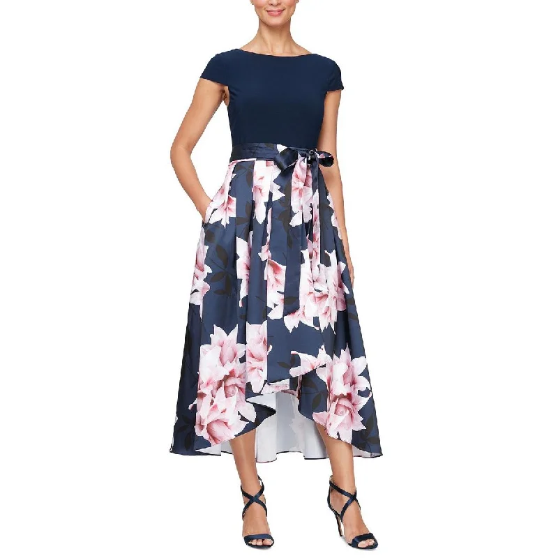 Women's Elegant Formal Outfit SLNY Womens Hi-Low Floral Print Midi Dress