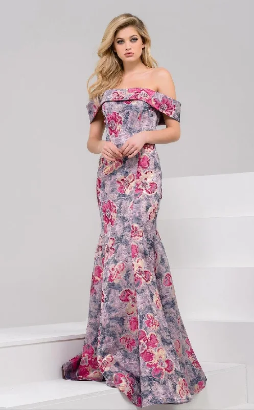 Casual Attire For Women Jovani Off-Shoulder Floral Print Evening Gown 49982 - 1 pc Print In Size 16 Available