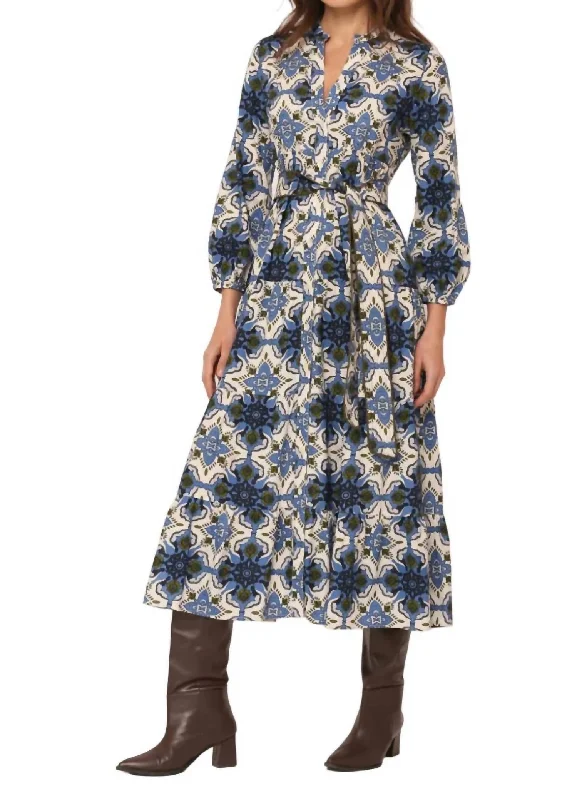 Urban Femme Streetwear Valerie Dress In Wildflower Blue
