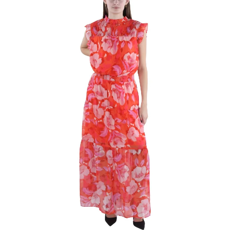 Women's Stylish Casual Garments Vince Camuto Womens Plus Floral Smocked Maxi Dress